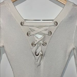 White Ribbed Midi Dress